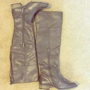Over the knee gray boots